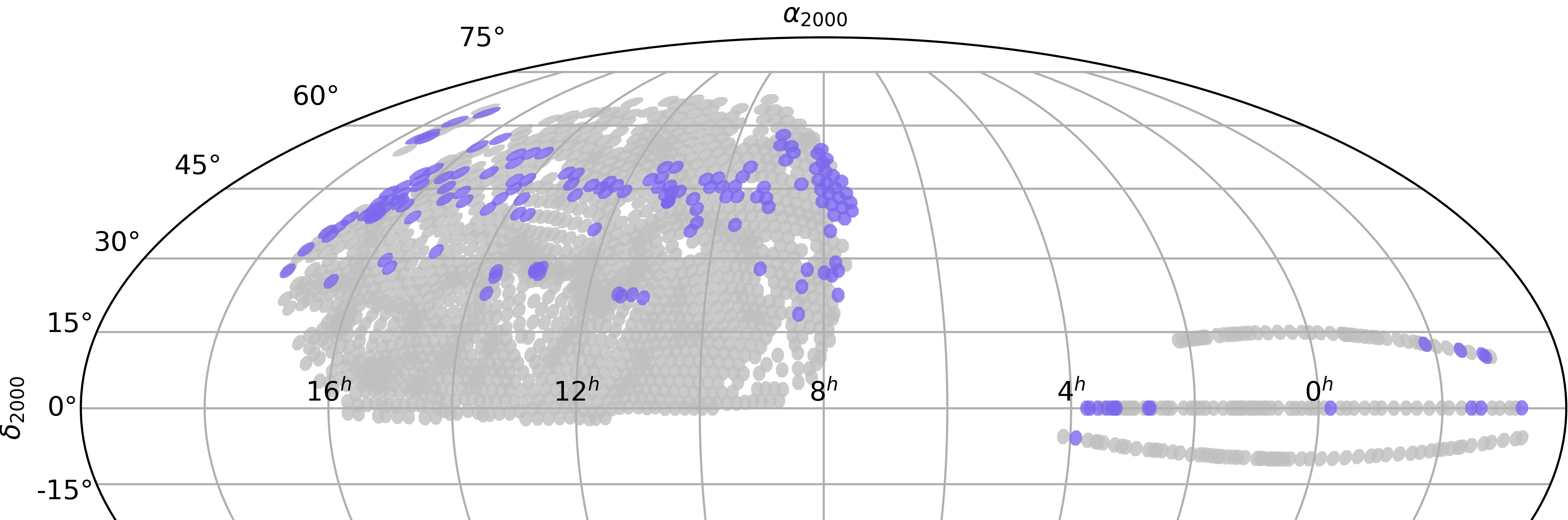 DR16 MaNGA spectroscopic coverage: observed plates are shown in blue.
