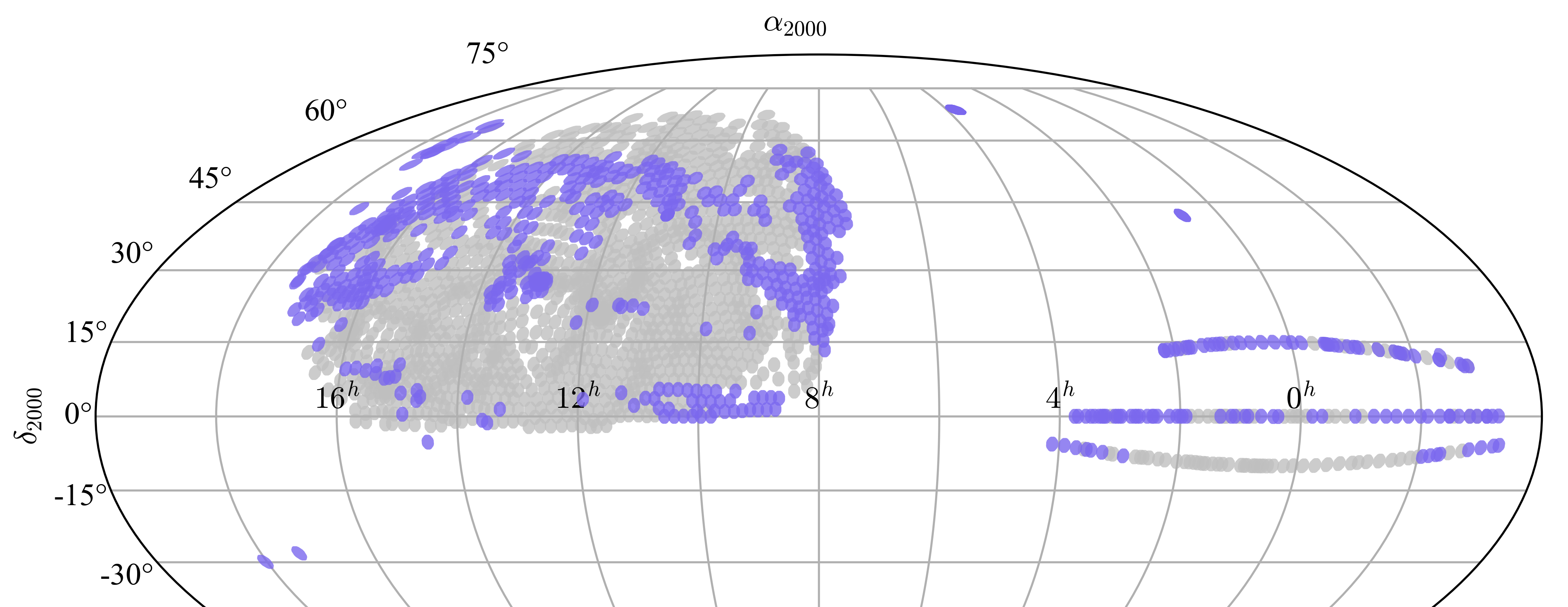 DR17 MaNGA spectroscopic coverage: observed plates are shown in blue.