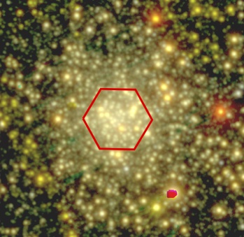 Globular cluster NGC6528 overlaid with MaNGA fiber bundle footprint